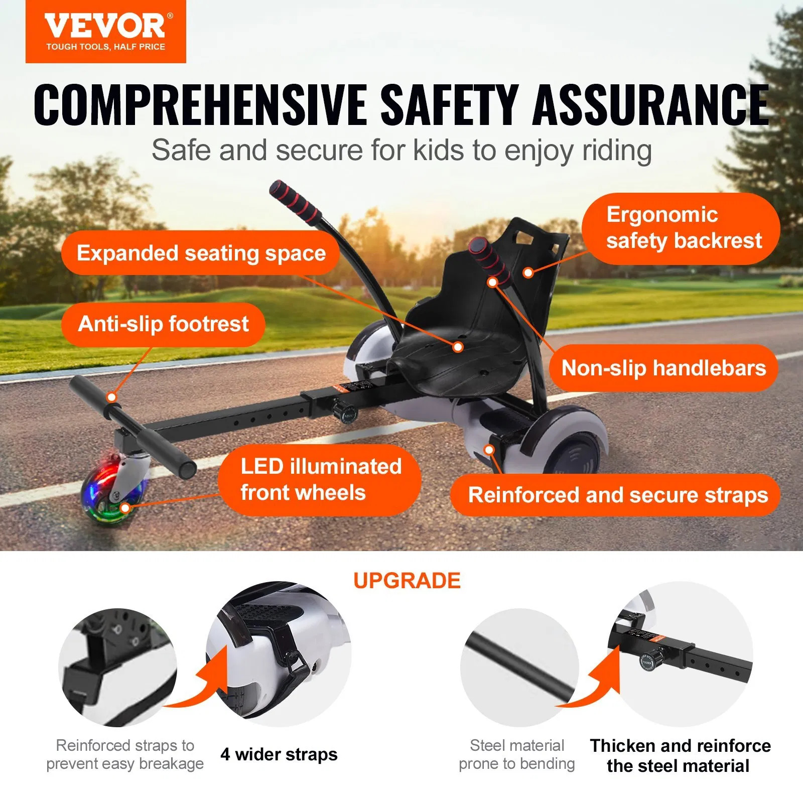 Hoverboard Seat Attachment(Not included hoverboards), for 6.5″ 8″ 8.5″ 10″ Hove