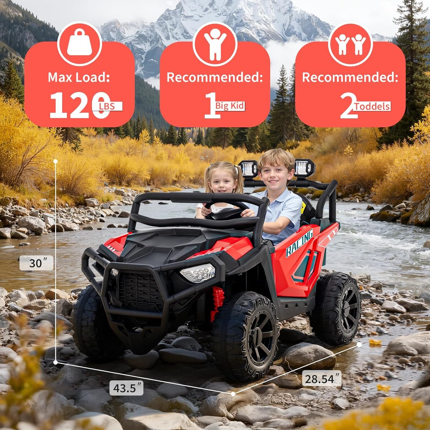 2 Seater Ride on Electric Car 24V Ride on Toys for Big Kids with Remote Control