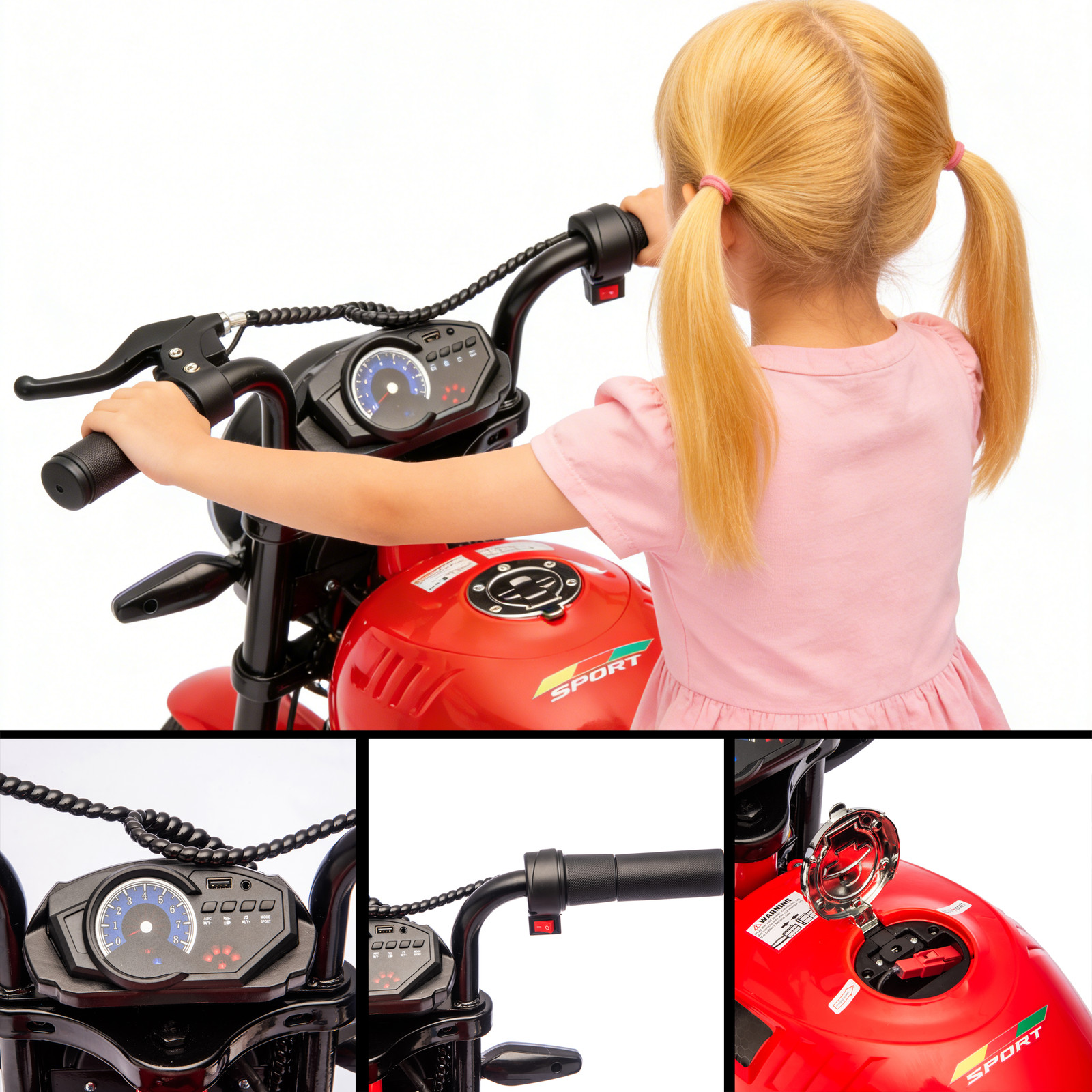 24V 300W Kids Ride On XL Electric Toy Muscle Motorcycle14in Widen EVA Wheels