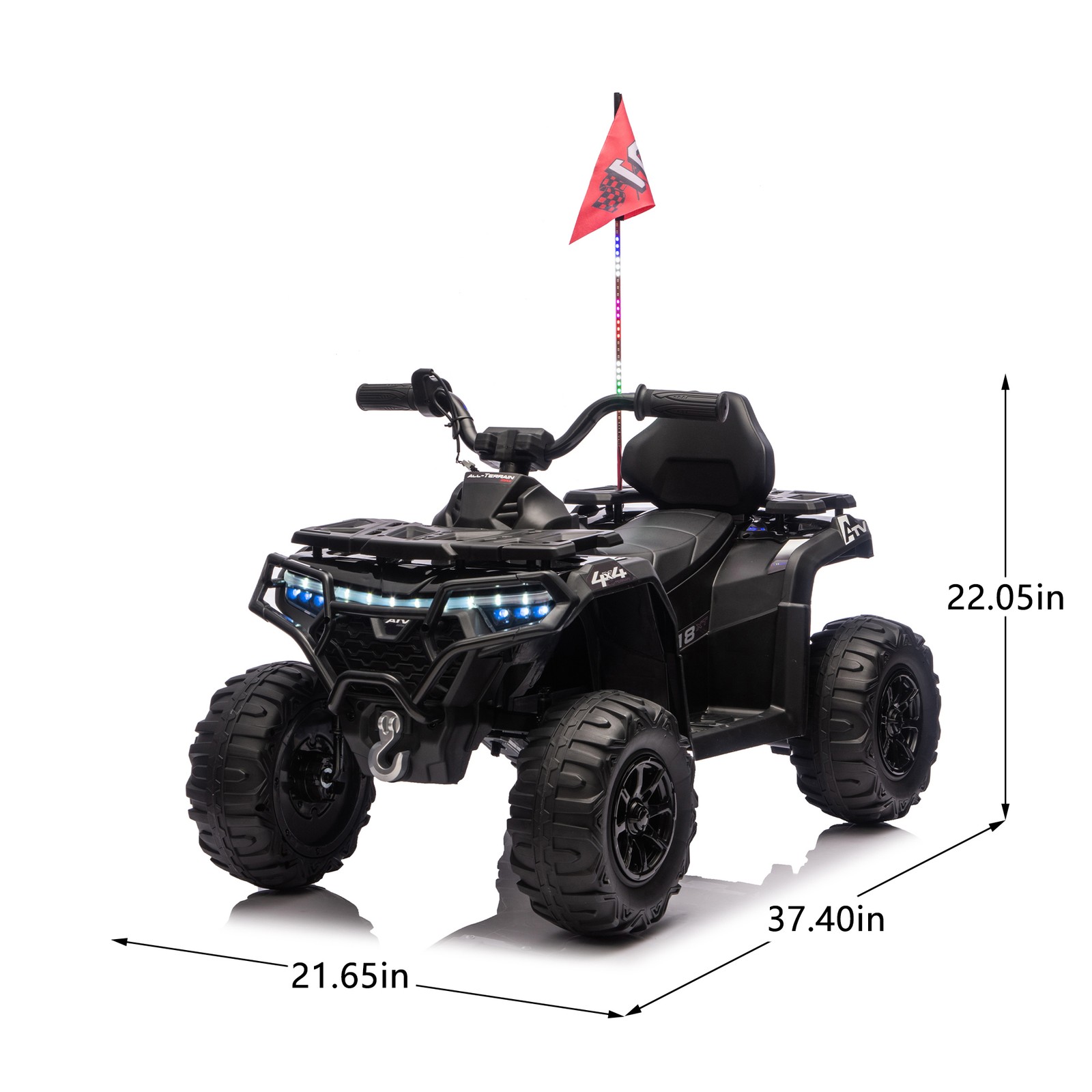Kids Ride on ATV 24V Electric Off-Road Car for Ages 3-6 with LED Bluetooth Music
