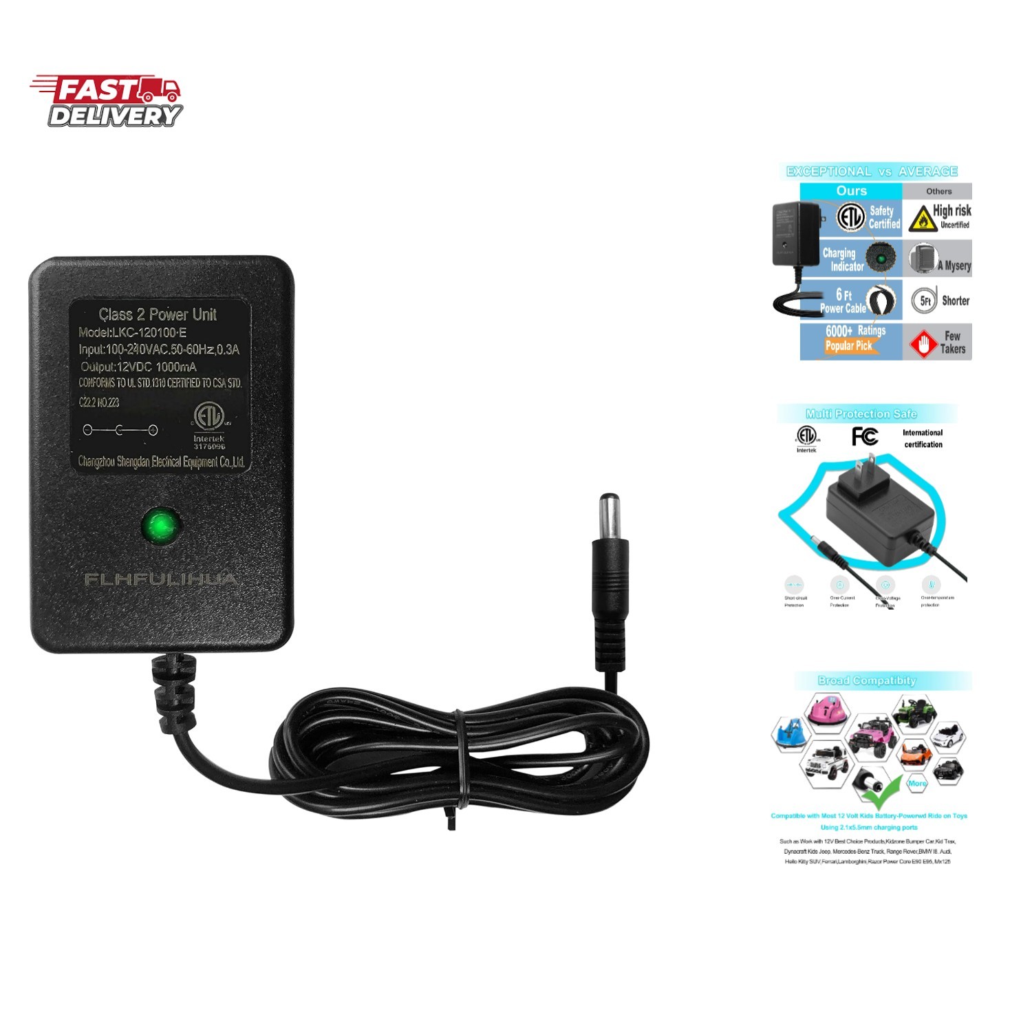 12 Volt Battery Charger for Kids Ride on Toys – Universal Charger for Best Ch…
