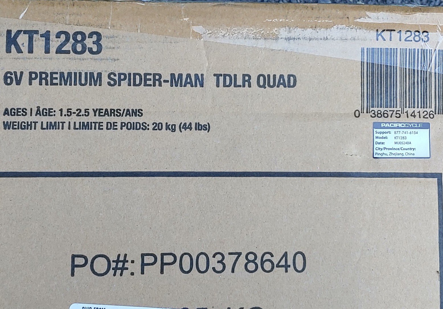 Marvel’s Spider-Man Premium Toddler Quad 6V Ride-On Toy Kid Trax (KT1283) 18-30m