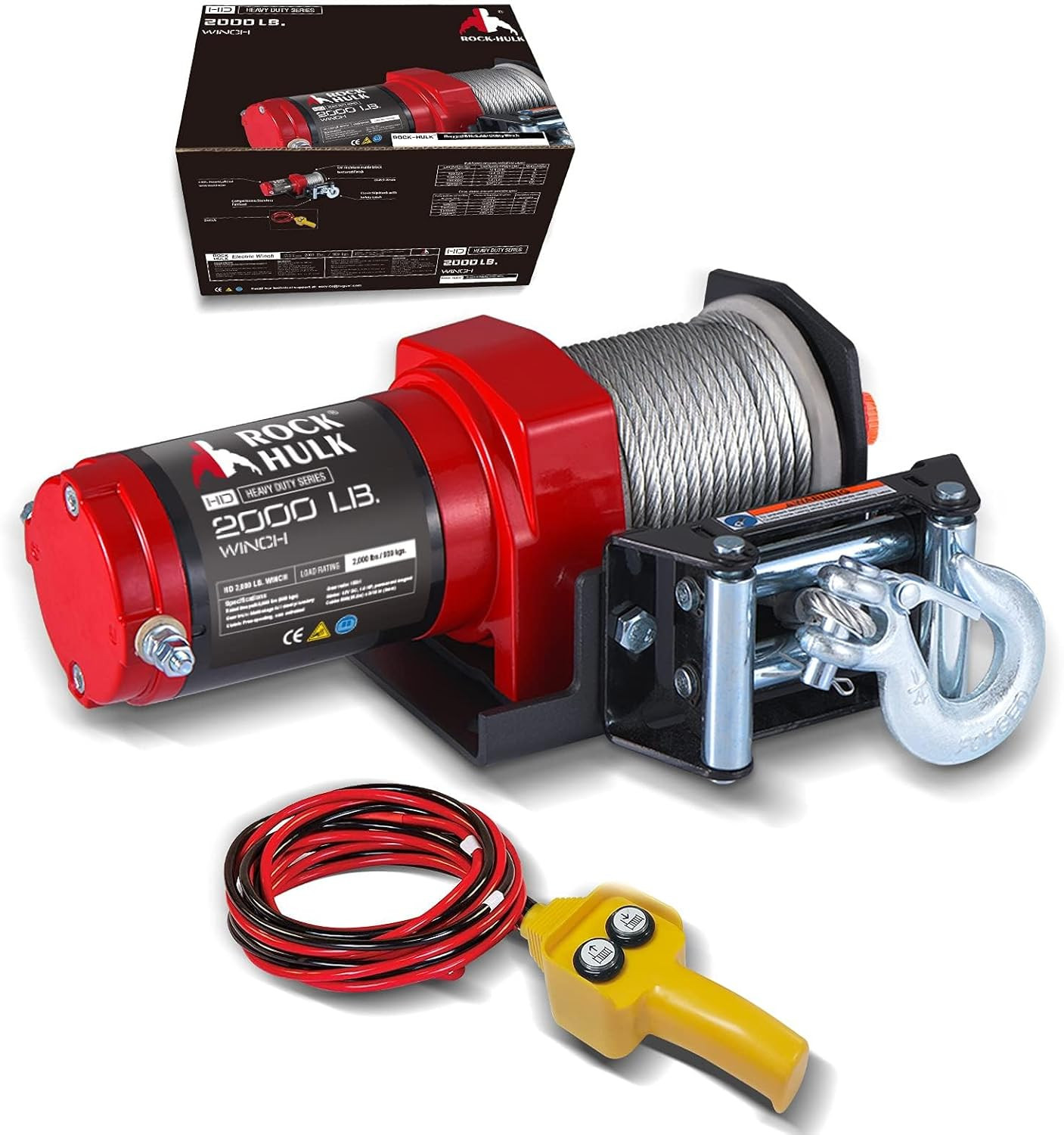 Electric Winch, Off-Road Waterproof Steel Cable Winch for ATV UTV Towing Traile