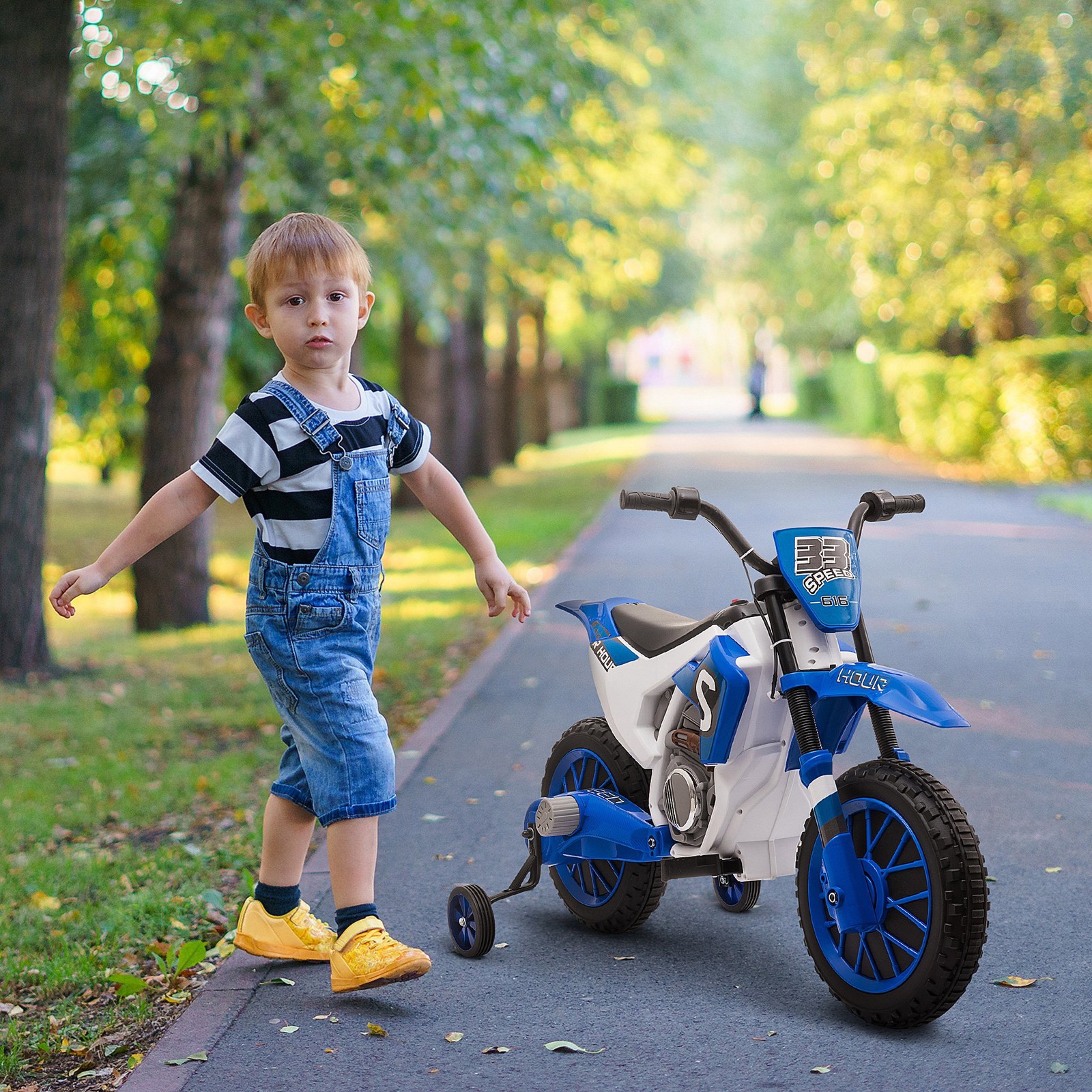 12V Electric Kids Ride On Dirt Bike Motorcycle Toy Training Wheels for 3-5 Year