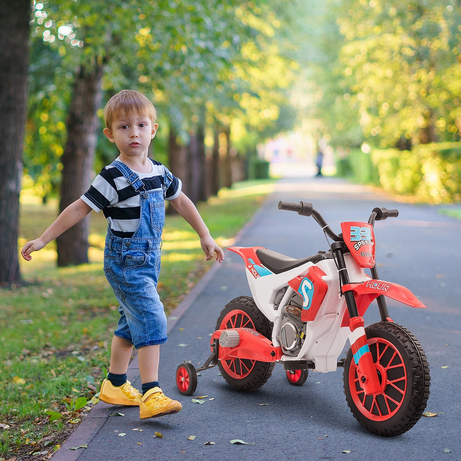12V Ride On Dirt Bike Electric Off Road Motorcycle Toy with Training Wheels