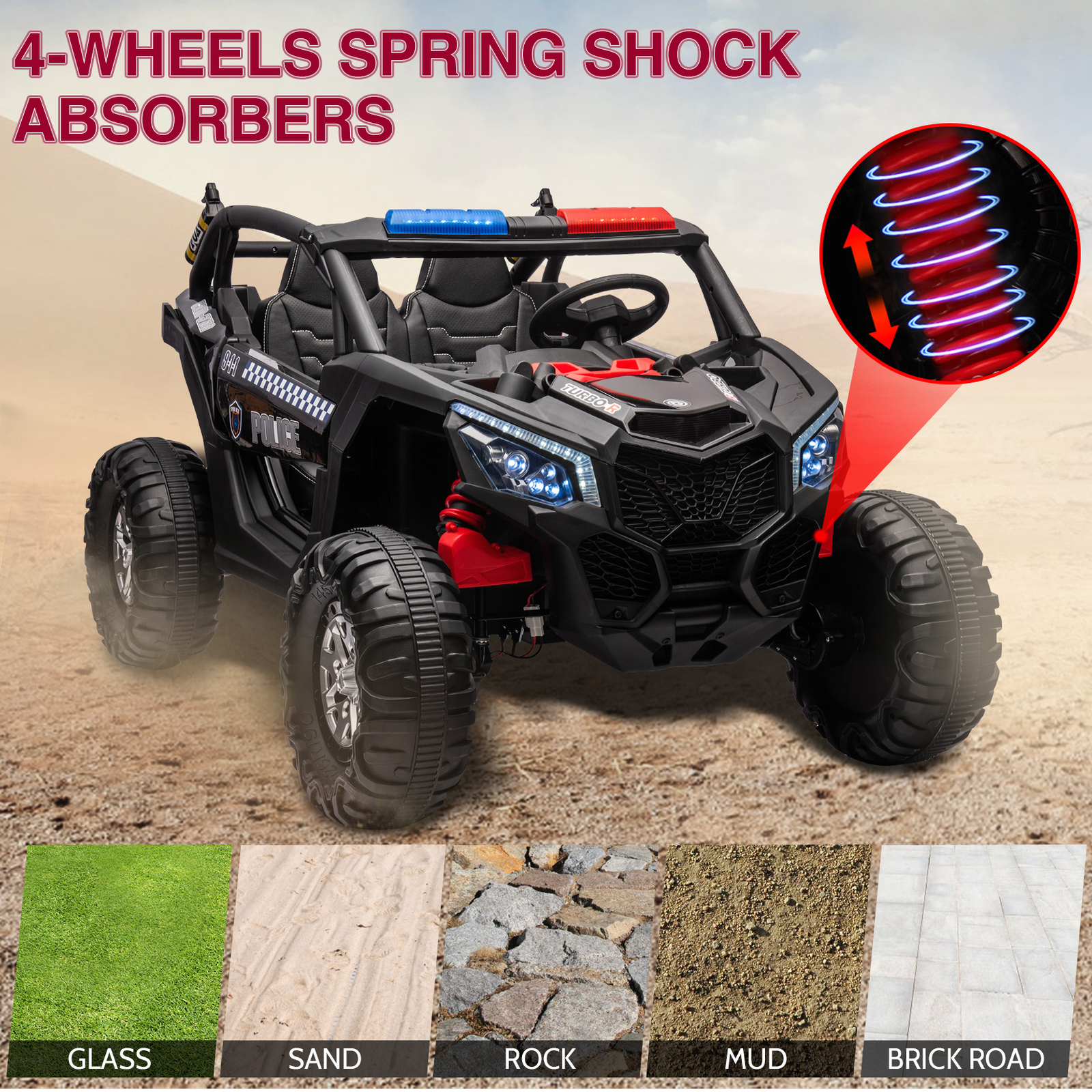 24V 2 Seater Kids Ride On UTV Car W/Remote Control,4WD Powerful Electric Vehicle