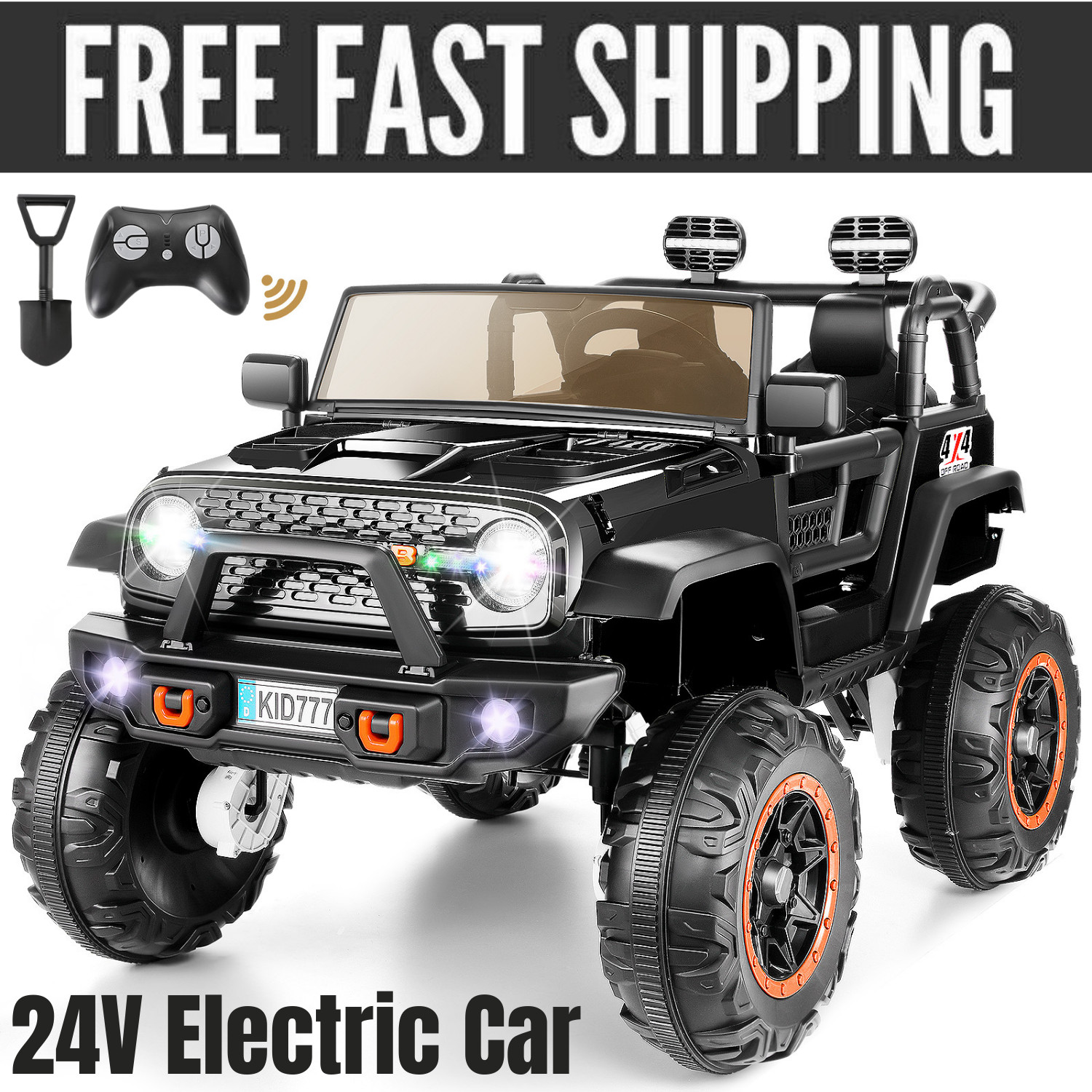 24V 400W Kids Ride On Truck Car 4WD/2WD Switchable 2 Seater 3 Speeds LED Lights^