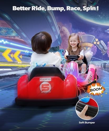 Electric Bumper Cars for Kids – 12V Ride-On Toy, Remote Control, 360 Spin, Bluet