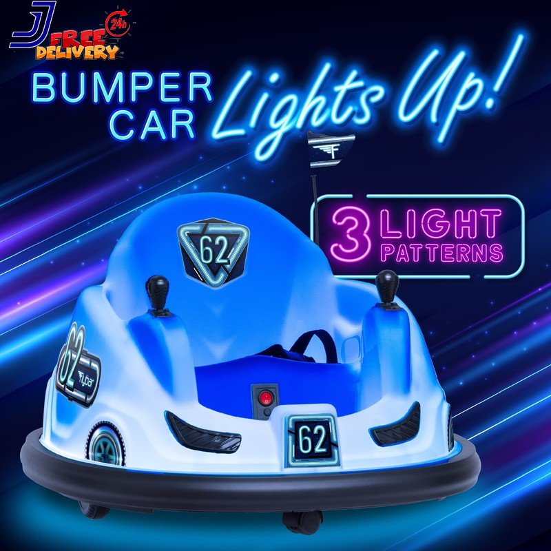 6V Blue Glow Bumper Car Battery Powered Ride on for Children Ages 1.5+