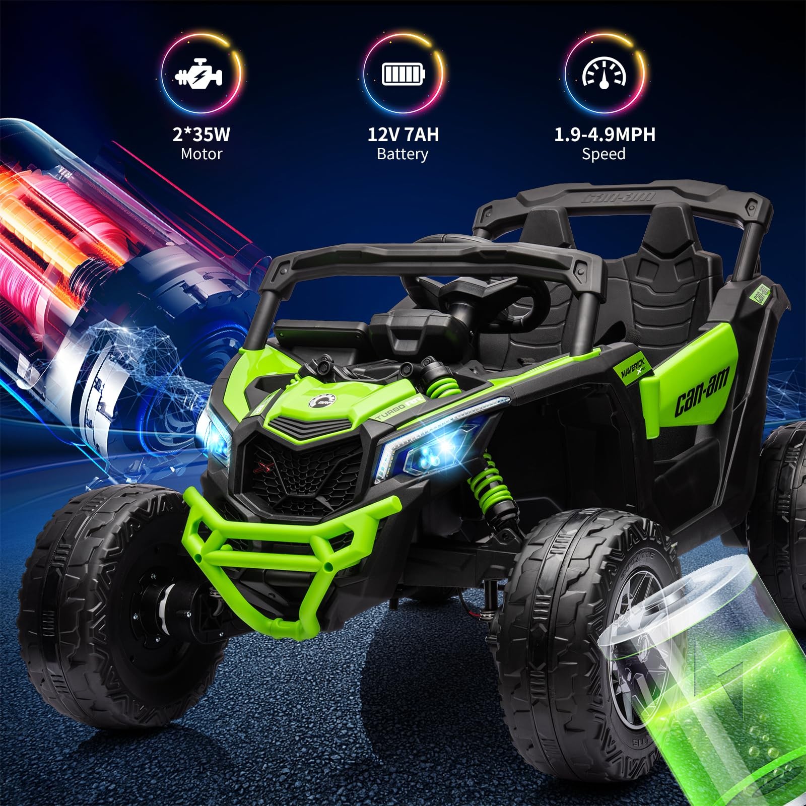 Hetoy 12V 7AH Kids Ride On Car Electric Off-Road UTV Boy Girl Gifts w/ Remote