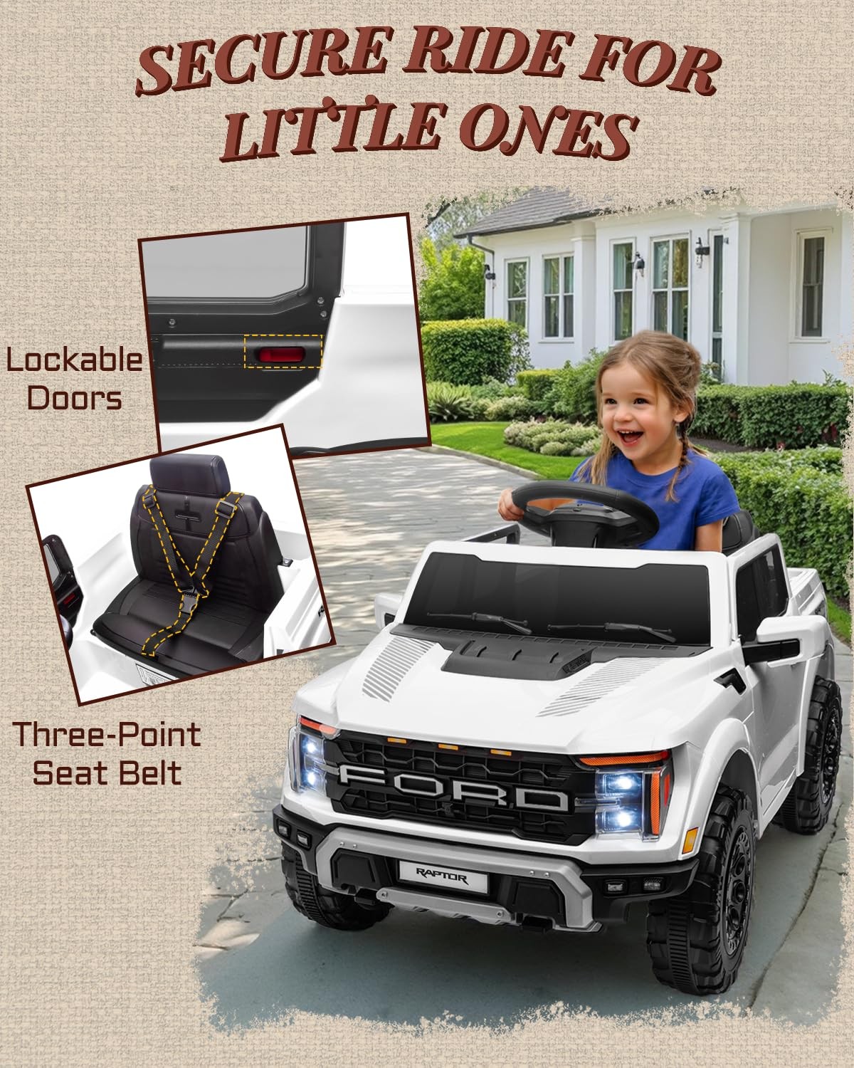 First Ride On Licensed Ford F-150 Raptor 12V Kids Ride On Truck Ride On Toys