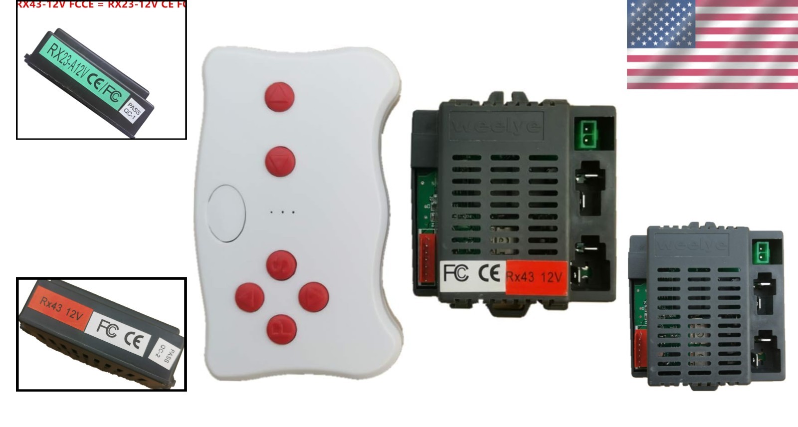 Replacement Control Box and Bluetooth Remote for RX23 RX43 Kids Ride-On Cars