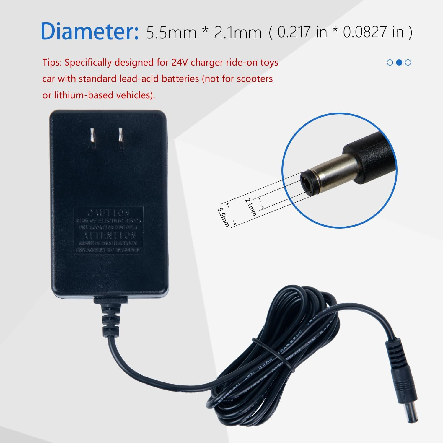 24V 1000Ma Charger for Ride-On Toys, 24 Volt Battery Charger for Ride-On Cars an
