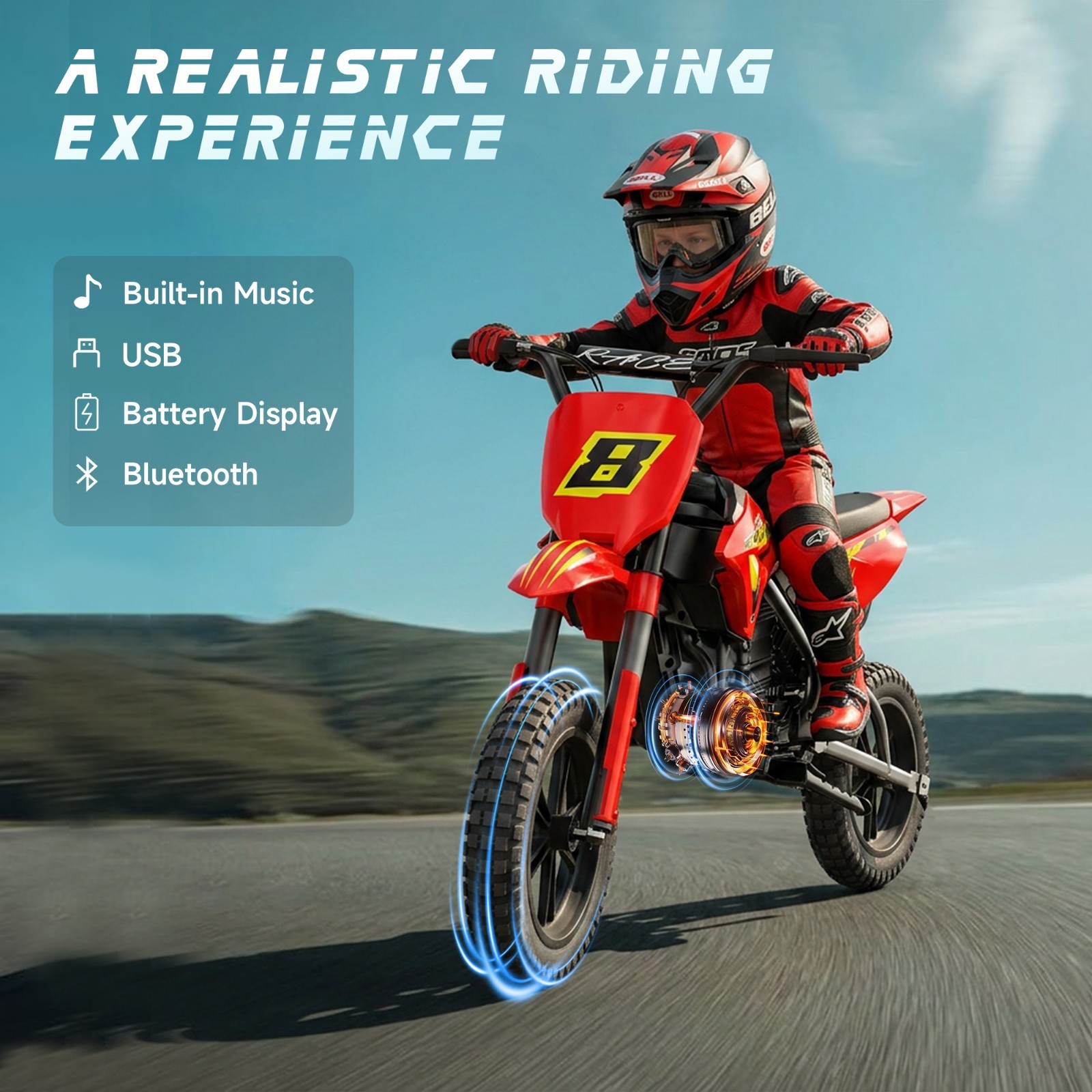 24V Kids Motorcycle Electric Dirt Bike Batteryed 11MPH w/Drum Brakes Twist-grip