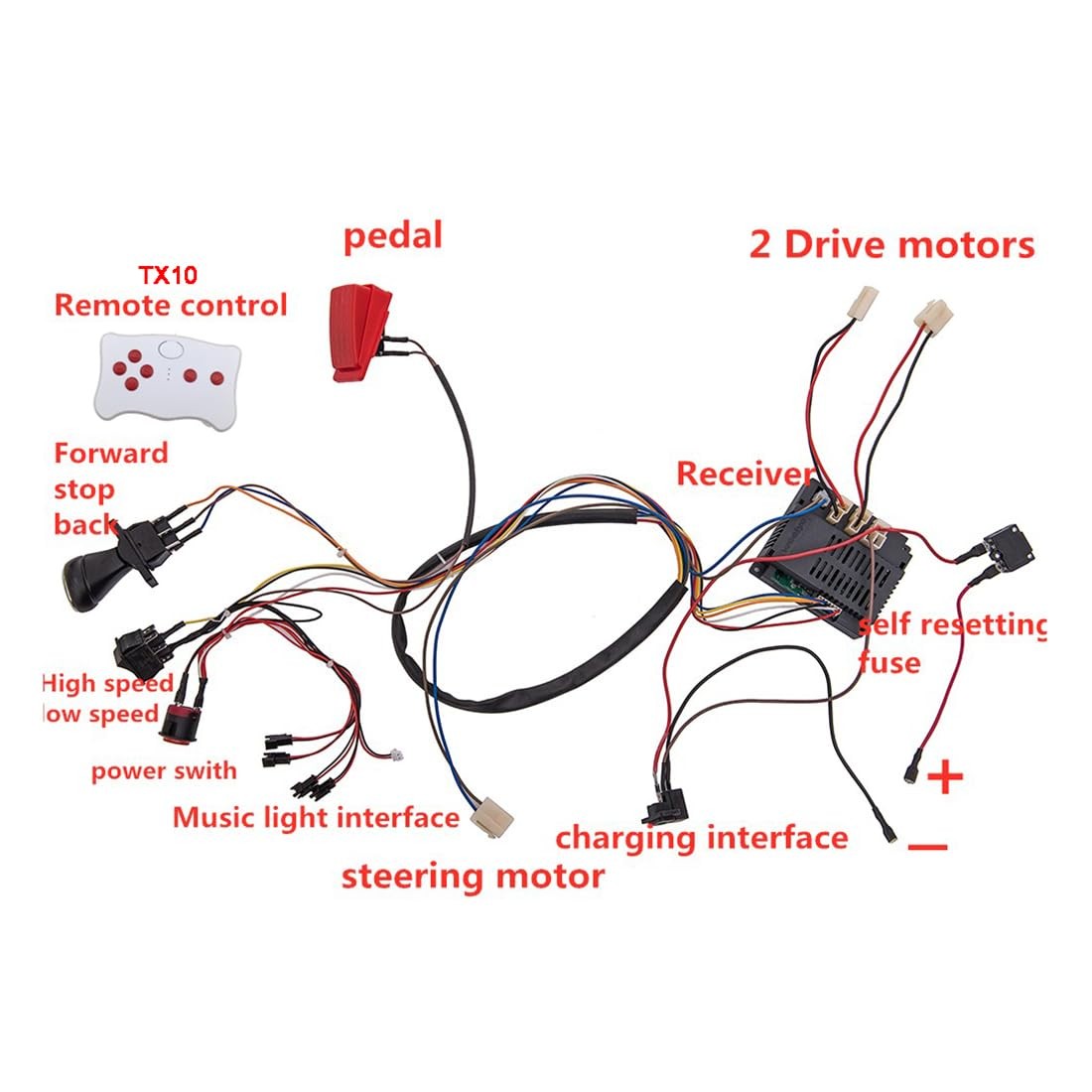 12 Volt Children Car DIY Modified Wires and Switch Kit,with 2.4G Bluetooth Re…