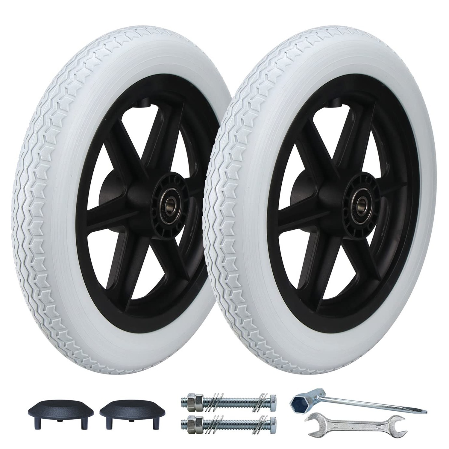 Wheelchair Wheels Assembly (Pair) 12 Inch Rear Wheel 12 1/2 x 2 1/4″ Gray Sol…