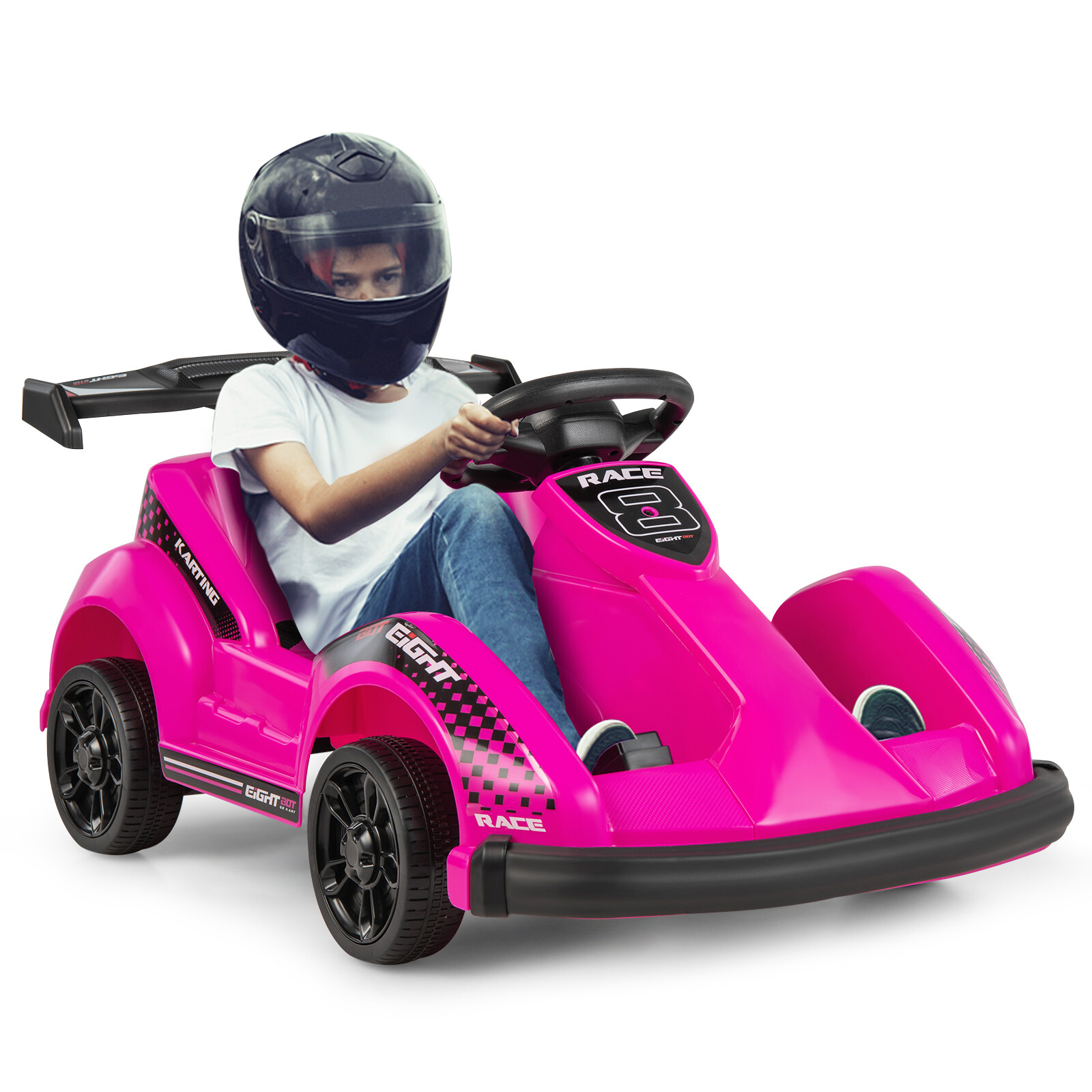 Electric Go Kart for Kids 6V Battery Powered Ride On Toy w/ Remote Control Pink